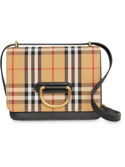 Burberry Small D-ring Check Crossbody Messenger Bag In Black