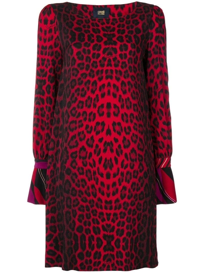 Cavalli Class Leopard-print Dress In Red