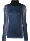 AVANT TOI AVANT TOI CONTRAST POLO NECK JUMPER - BLUE