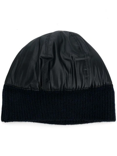 Lanvin Ribbed-knit Wool And Nylon Beanie Hat In Navy