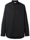 Saint Laurent Manadrin Collar Shirt In Black