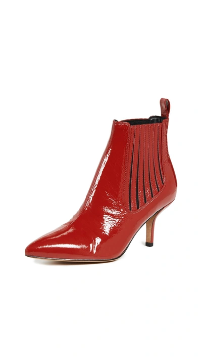 Diane Von Furstenberg Mollo Patent Leather Ankle Boots In Cherry