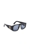 CHANEL CHANEL QUILTED WIDE FRAME SUNGLASSES