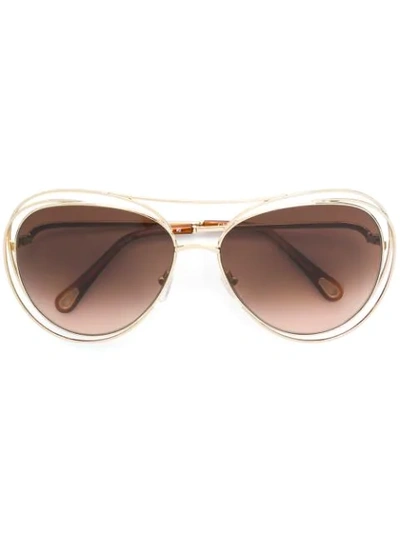 Chloé Eyewear Oversized Frame Sunglasses - Metallic
