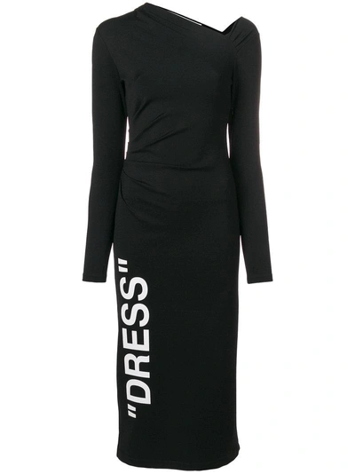 Off-white One-shoulder Stretch Dress In Black