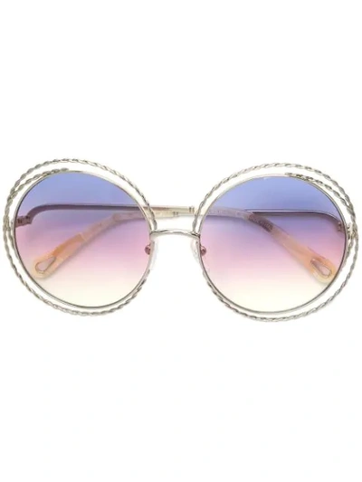 Chloé Oversized Wired Frame Sunglasses In Metallic