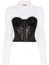 MOSCHINO LONG SLEEVE SHIRT WITH LACE CORSET