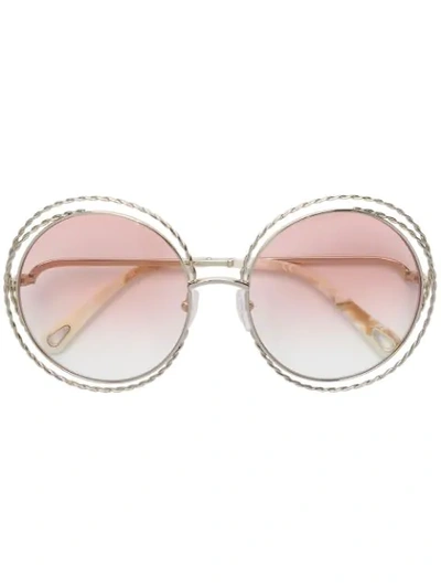 Chloé Oversized Wired Frame Sunglasses In Metallic