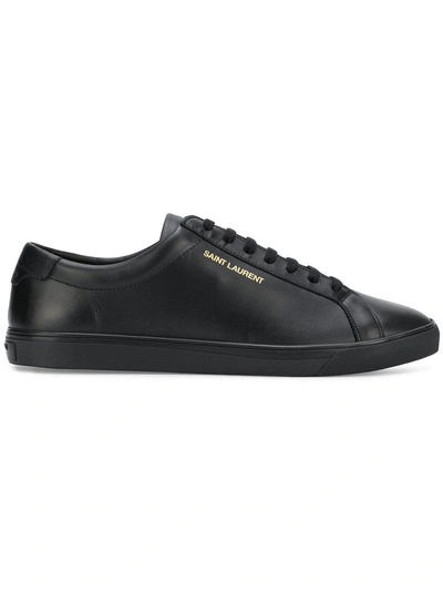 Saint Laurent Andy Leather Low-top Round Toe Sneakers In Black