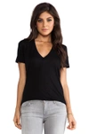 Monrow Tissue V Neck Tee In Black