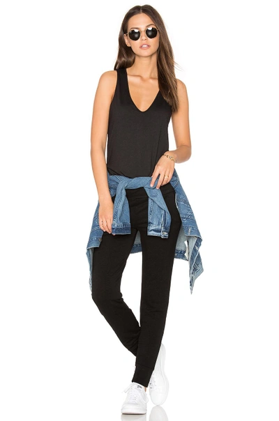 Monrow V Neck Jumpsuit In Black.