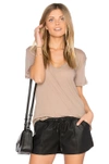 Monrow Oversized V Neck Tee In Ash Green