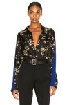 HAIDER ACKERMANN HAIDER ACKERMANN CLASSIC SHIRT IN FREESIA BLACK & SAPPHIRINE BLUE,HAIF-WS14