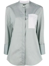 JOSEPH PINSTRIPE MANDARIN COLLAR SHIRT