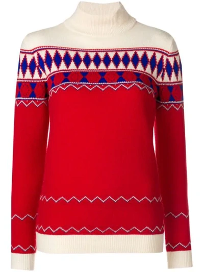 Maison Margiela Fair Isle Intarsia-knit Wool-blend Sweater In Jauqard Red