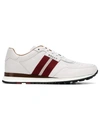 Bally Leather Sneakers With Contrasting Stripes And Perforated Toe In White