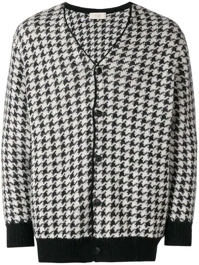 Maison Flaneur Houndstooth Pattern Cardigan In Black