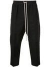 RICK OWENS RICK OWENS DROP CROTCH CROPPED TROUSERS - BLACK