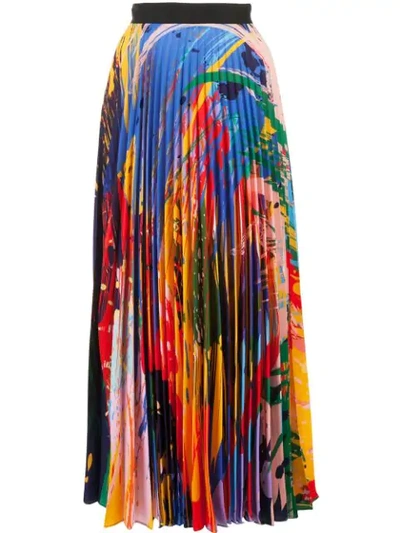 Mary Katrantzou Pleated Floral-print Crepe De Chine Midi Skirt In Art