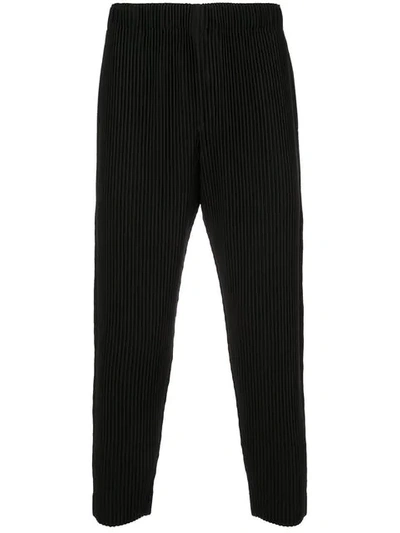 Issey Miyake Plissé Cropped Trousers In 15 Black