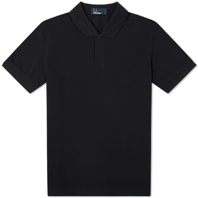 Fred Perry Extra Trim Fit Twin Tipped Pique Polo In Black