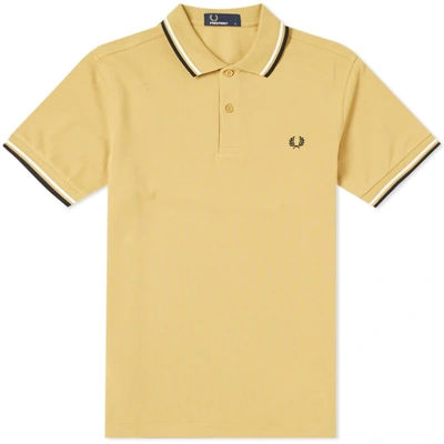 Fred Perry Extra Trim Fit Twin Tipped Pique Polo In Brown