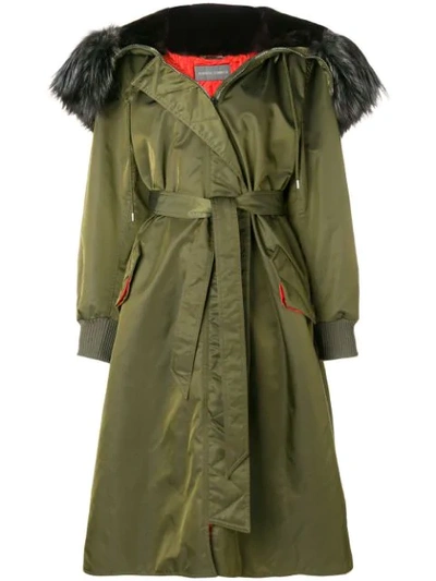 Alberta Ferretti Midi Belted Parka Coat - 绿色 In Green