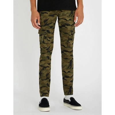 Profound Aesthetic Camouflage-print Slim-fit Cotton-blend Jeans In Vintage Woodland Camo