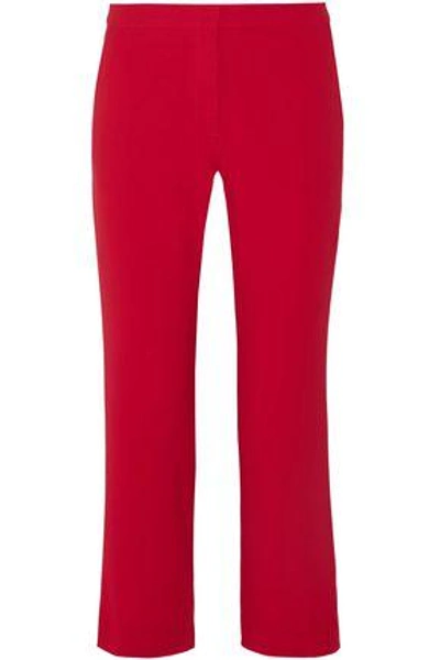 Altuzarra Woman Cropped Crepe Straight-leg Trousers Crimson