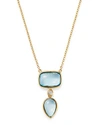 OLIVIA B 14K YELLOW GOLD TIERED SKY BLUE TOPAZ & DIAMOND DROP PENDANT NECKLACE, 17 - 100% EXCLUSIVE,N-0014-D-SK-S