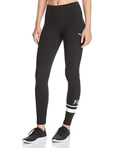 Puma Athletic Logo Leggings In Black/white