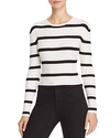 OLIVACEOUS STRIPED RIBBED CROPPED SWEATER,58-141LTLB