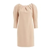 WTR  VERA CREAM PADDED SHOULDER WOOL DRESS