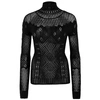 HIGH APPLAUSE BLACK POINTELLE-KNIT TOP