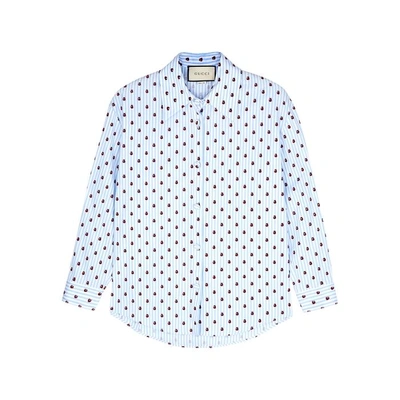 Gucci Striped Ladybug Long-sleeve Blouse In Blue