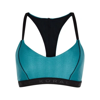 Koral Cable Teal Satin Jersey Sports Bra