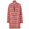 ISABEL MARANT ÉTOILE EBRA RED CHECKED COAT