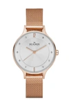 Skagen Women's Anita Rose Gold-tone Stainless Steel Mesh Bracelet Watch 30mm Skw2151 In Rose Gold
