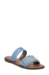 Sam Edelman Gala Two Strap Slide Sandal In Mid Blue Denim Fabric