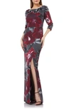 KAY UNGER FLORAL-PRINT GOWN,K111764