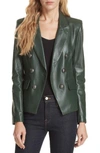 Veronica Beard Cooke Leather Dickey Jacket In Dark Green
