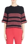 FENDI GENUINE MINK FUR TRIM STRIPE SWEATER,FZY680A3PR