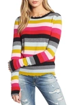 PAM & GELA MULTISTRIPE RAW EDGE WOOL & CASHMERE BLEND SWEATER,CA9266-CA