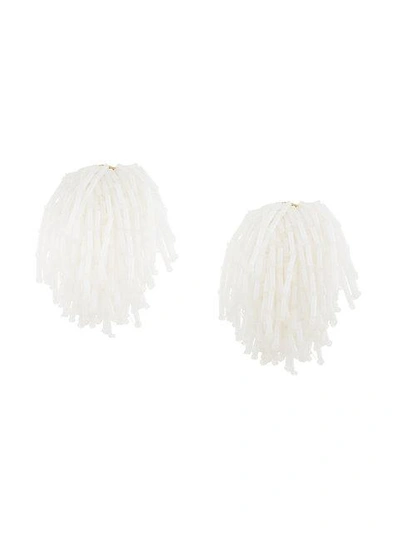 Vanda Jacintho Bead-embellished Clip Earrings In White