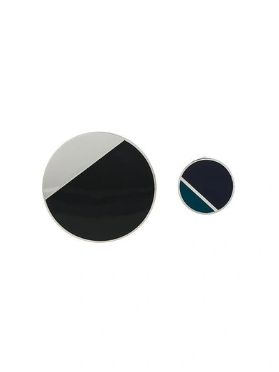 Lanvin Bicolor Enamel Earrings In Black