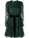 VALENTINO VALENTINO TIGER EMBROIDERED SKATER DRESS - GREEN