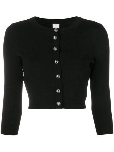 Pinko Cropped Buttoned Cardigan In Black