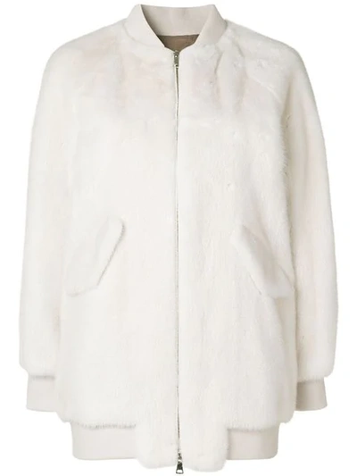 Blancha Mink Fur Bomber Jacket In White