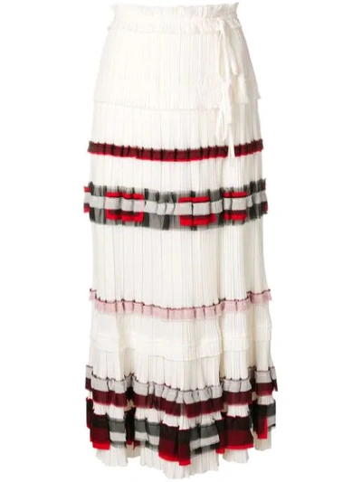 3.1 Phillip Lim / フィリップ リム Contrast Pleated Midi Skirt In Off White