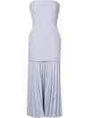 DION LEE CREPE PLEATED STRAPLESS DRESS